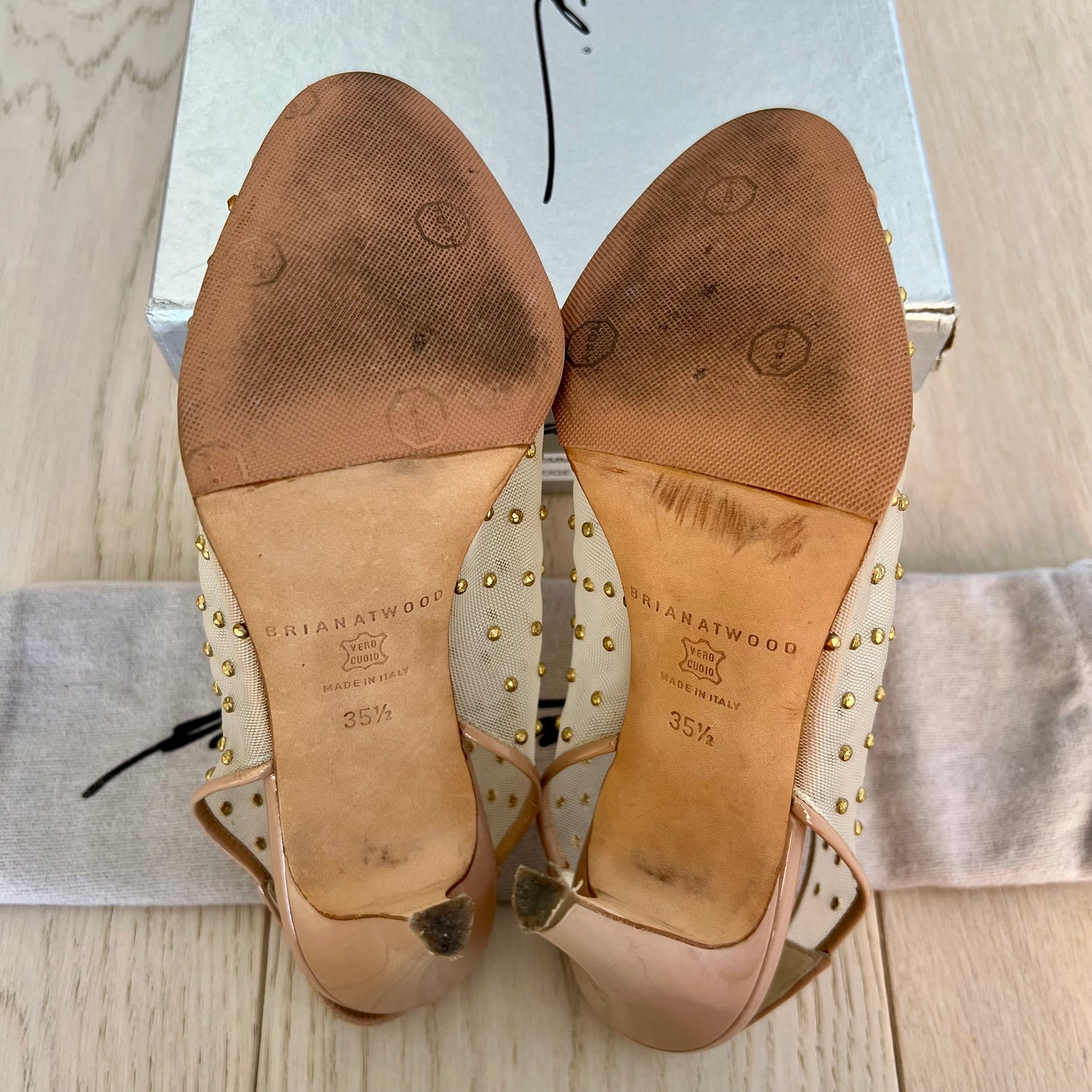 Brian Atwood Shoes Size 35 1/2 = 5.5 Gaga Beige 100MM