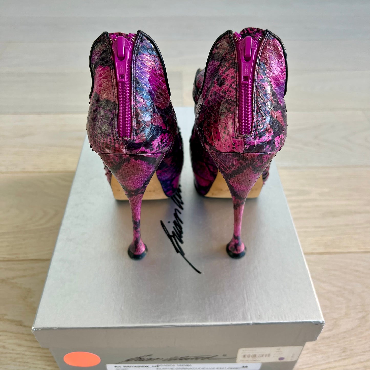 Brian Atwood Shoes Size 36 = 6 Naiyabis Purple Snakeskin 140MM