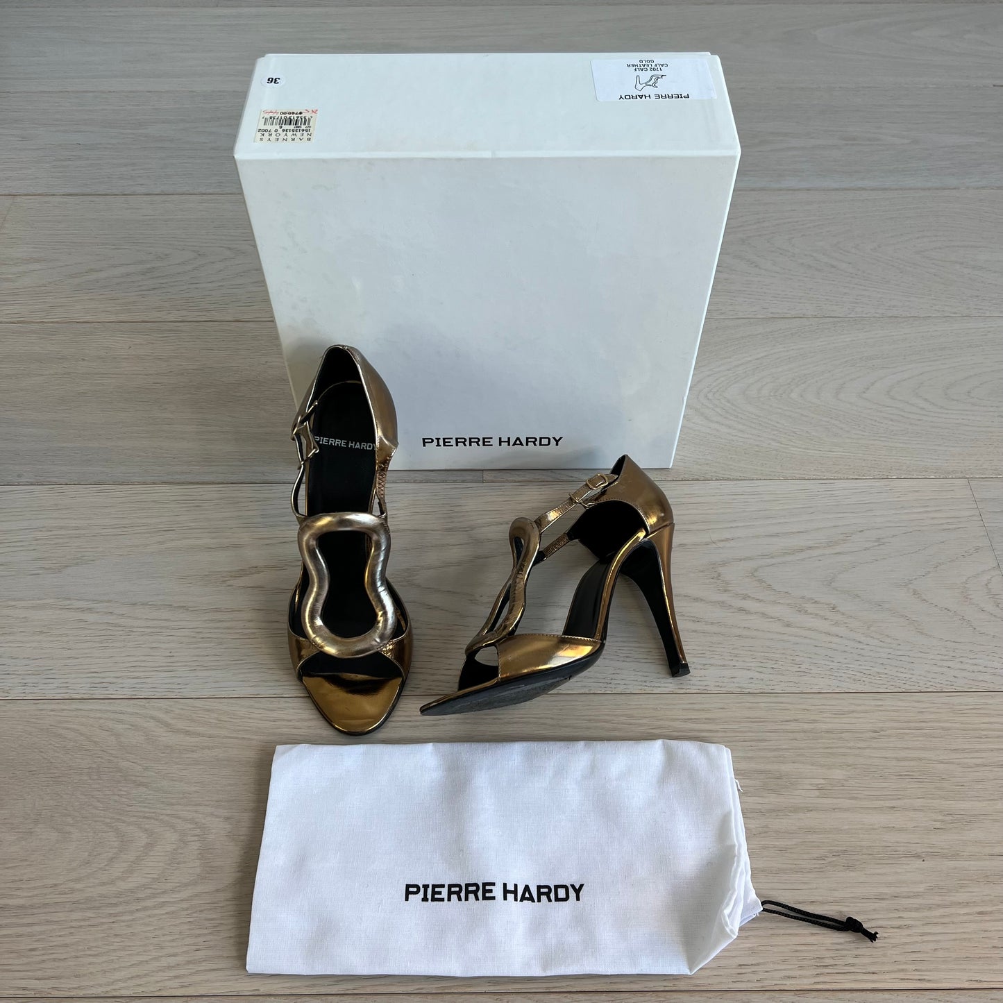 Pierre Hardy Shoes Size 6 1702 Calf Leather Gold