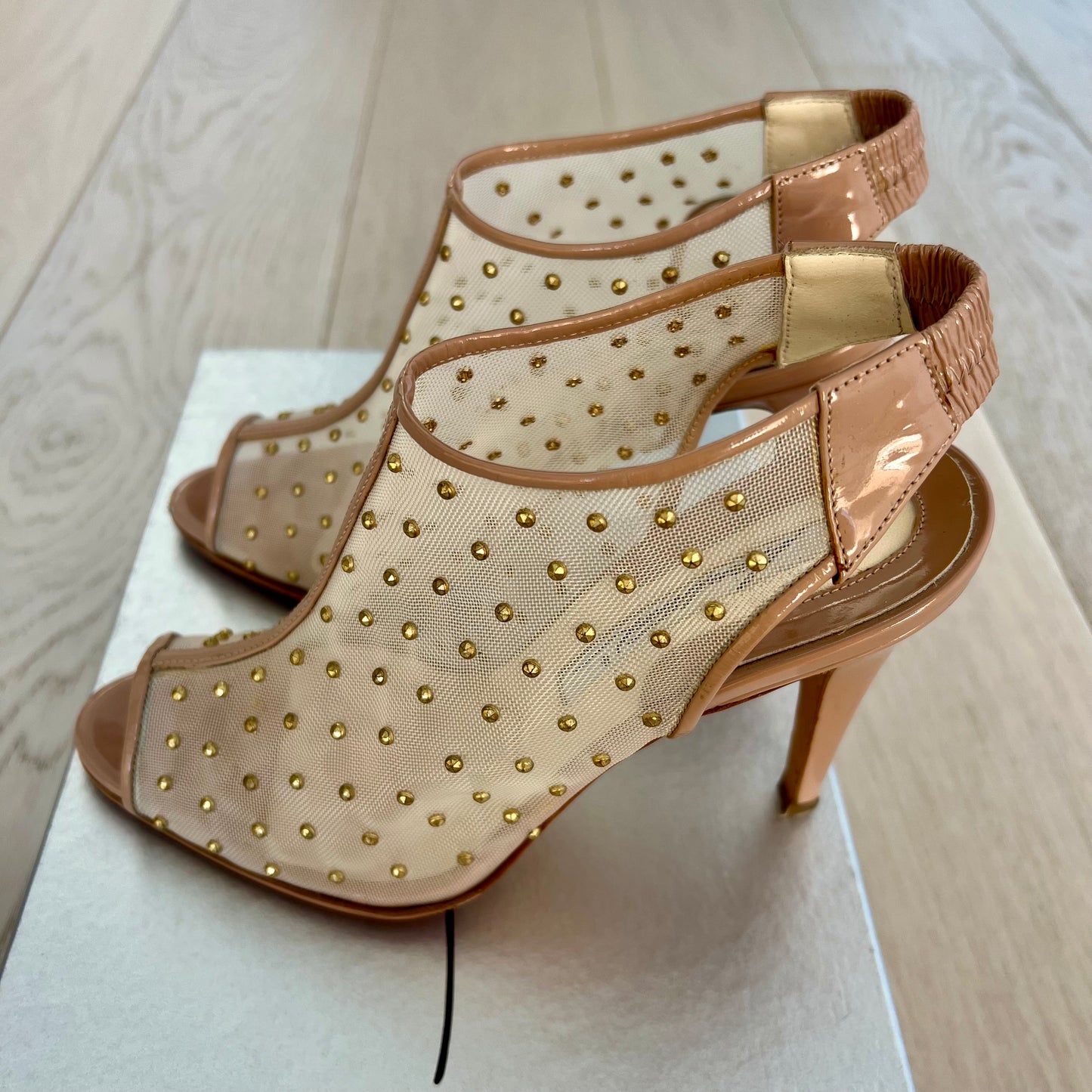 Brian Atwood Shoes Size 35 1/2 = 5.5 Gaga Beige 100MM