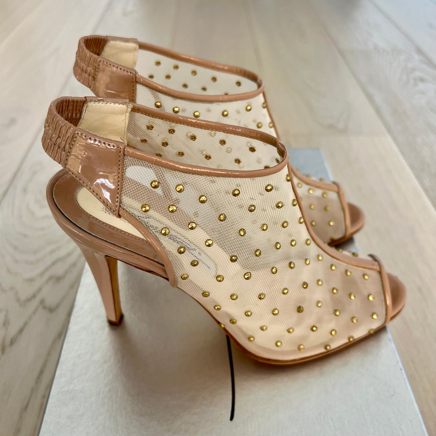 Brian Atwood Shoes Size 35 1/2 = 5.5 Gaga Beige 100MM
