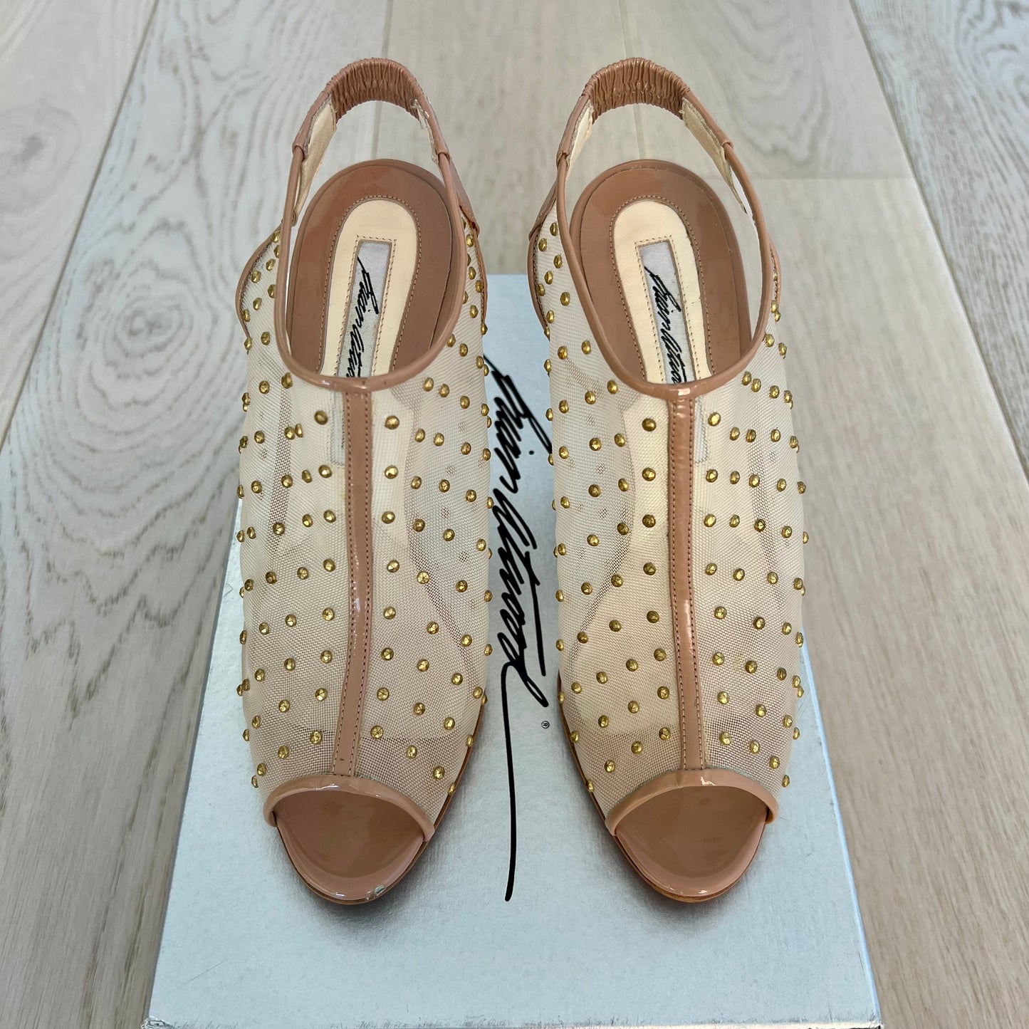 Brian Atwood Shoes Size 35 1/2 = 5.5 Gaga Beige 100MM