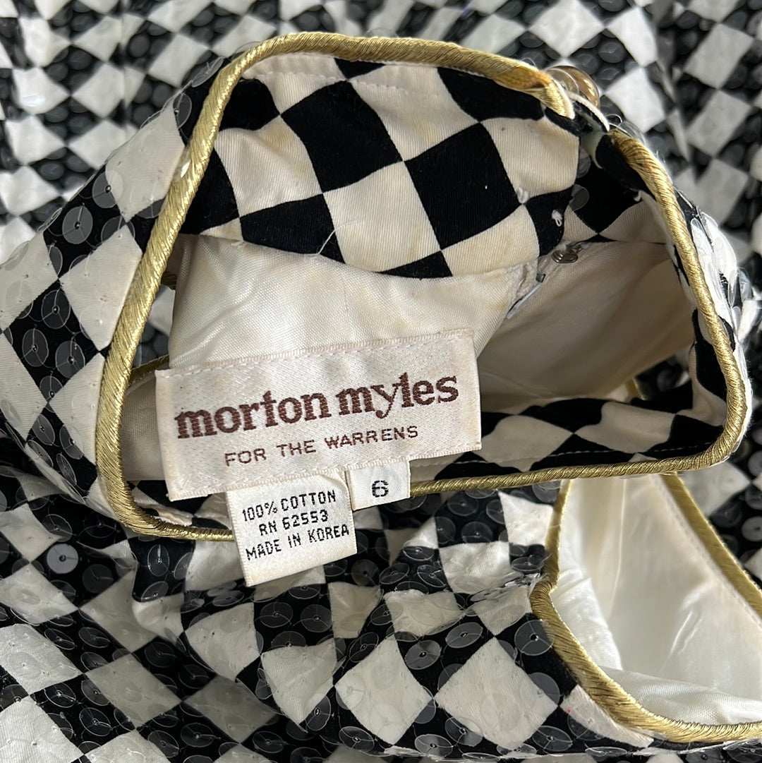 Vintage Morton Myles Check Sequin Dress