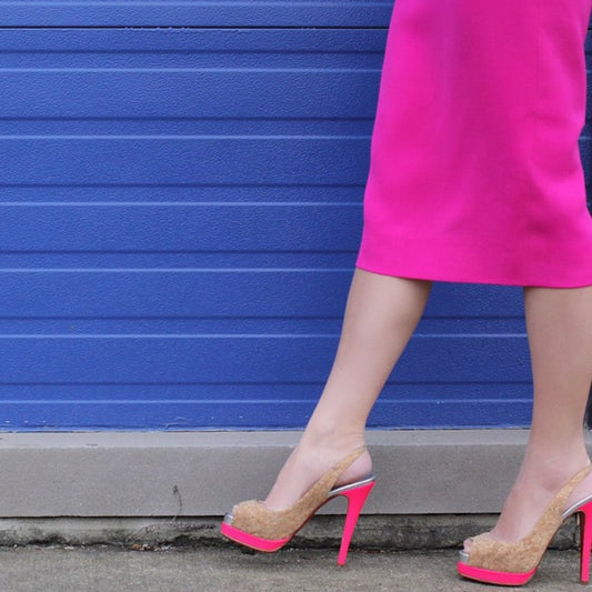 Christian Louboutin Shoes Size 36 Catenita Cork Hot Pink Silver Slingback