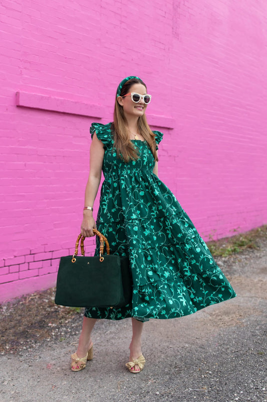 Hill House Home Green Floral Nap Dress Size Small